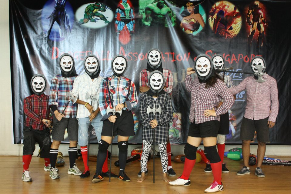 TERROR TEAM: Players gamely dressed up to compete in a game of Halloween Dodgeball last year.