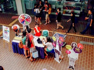 A NTU Fest ticket collection booth was set up outside South Spine yesterday.  Photo: NTU Fest Facebook page
