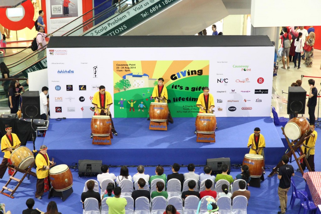 SYNCHRONISED BEATS: Taiko drummers from MINDS perform for the audience.