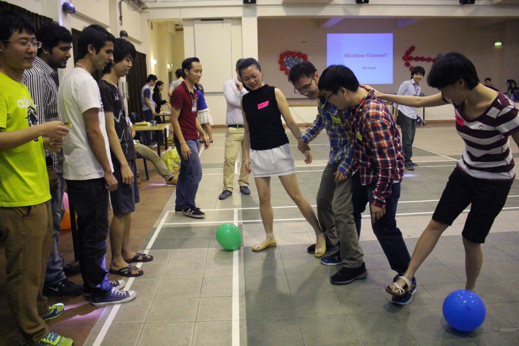 LIGHTENING THE MOOD: Participants bonded through games where male and female participants have to pair up to face off with other couples.  PHOTO: ALICIA GOH