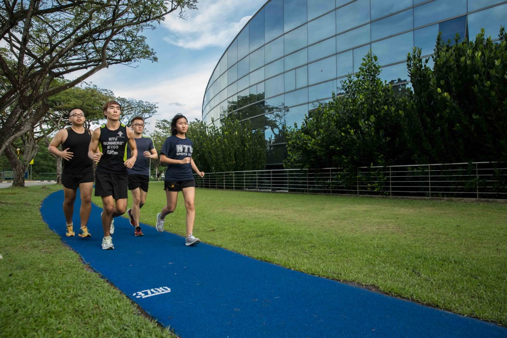 Runners' Club members, Chin Zheng Yee, Joel Lim, Chua Hao Zhe and Fernandez Leong, welcomed the new tracks. PHOTO: JAMES NG