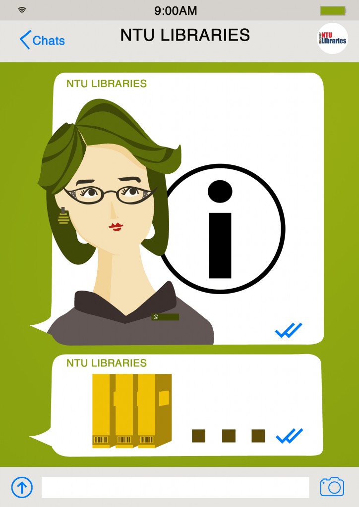 After a successful trial, NTU Libraries is planning to allow students and faculty to WhatsApp a libarian for help. GRAPHIC: LIM PEIYI