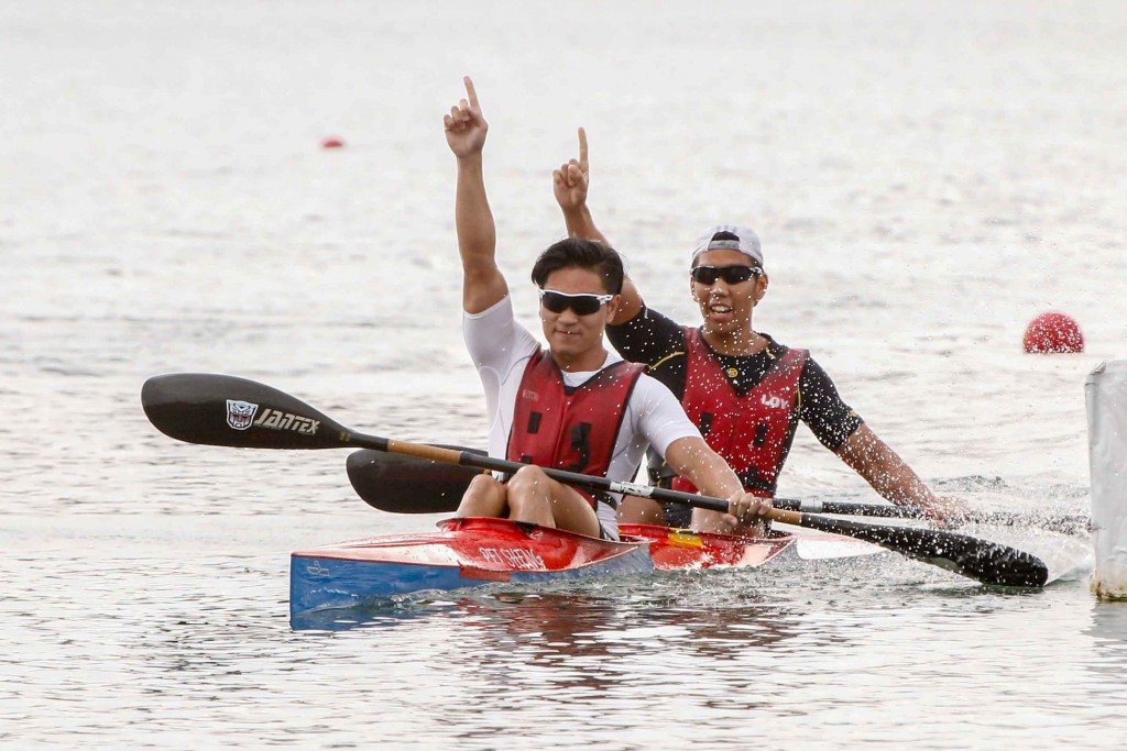 From left: Wong Heng Jin and Bryan Loy were champions of the MK2 200m event. PHOTO: JAMES NG