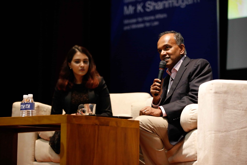 Minister for Home Affairs and Law K Shanmugam urged students not to be complacent about Singapore's success. PHOTO: JAMES NG