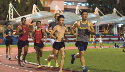 Team members, led by captain Ang Jun Xiang (second from right), have hours of training under their belts. PHOTO: ZHENG JUNCEN