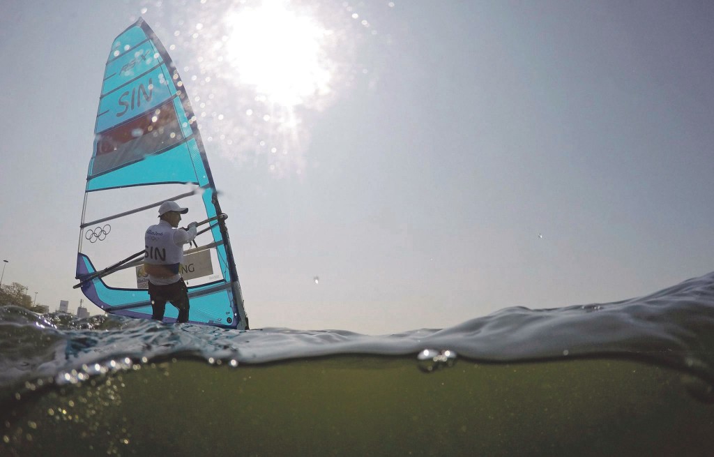 NTU windsurfer Leonard Ong relished the opportunity to compete against world-class opponents. PHOTO: BRIAN SNYDER