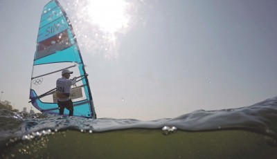 NTU windsurfer Leonard Ong relished the opportunity to compete against world-class opponents. PHOTO: BRIAN SNYDER