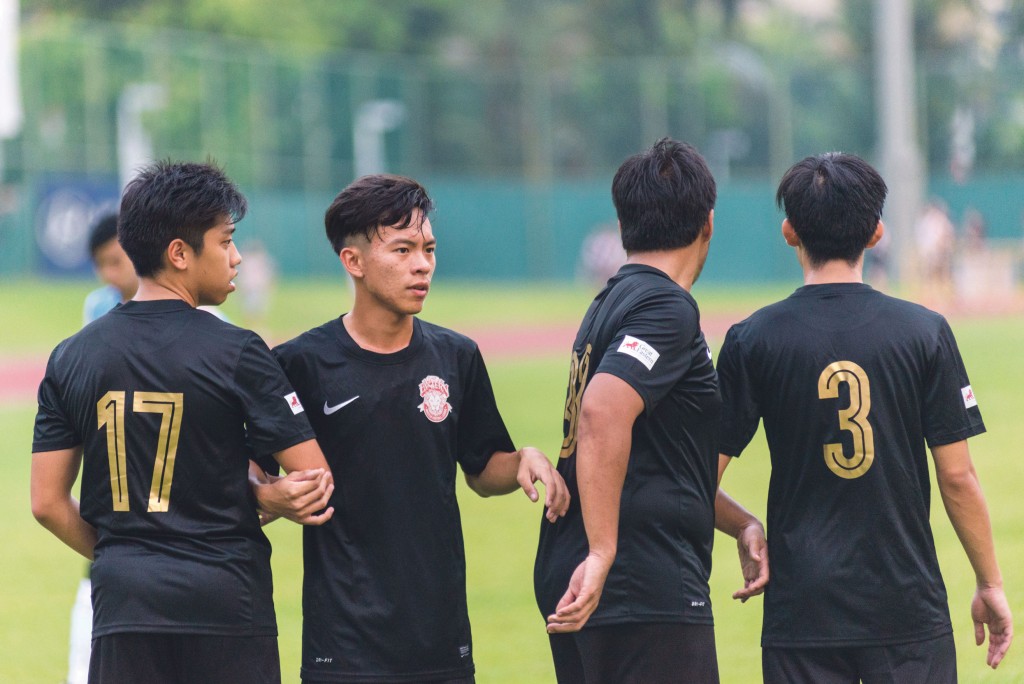 Hall 16 midfielder Derrick Lim (second from left) can now play on the Jalan Besar pitch instead of cheering from the stands. PHOTO: ZHENG JUNCEN