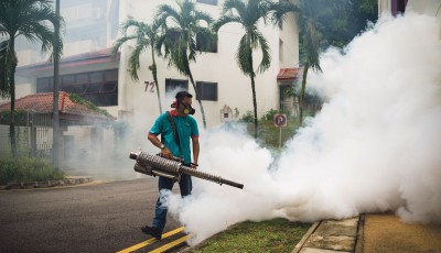 The University’s Office of Development and Facilities Management has implemented several measures to prevent the spread of Zika on campus, including inspections of construction sites, fogging at residential halls and Nanyang Lake, and oiling – pouring a thin layer of oil onto water puddles to kill mosquito larvae. PHOTO: ZHENG JUNCEN