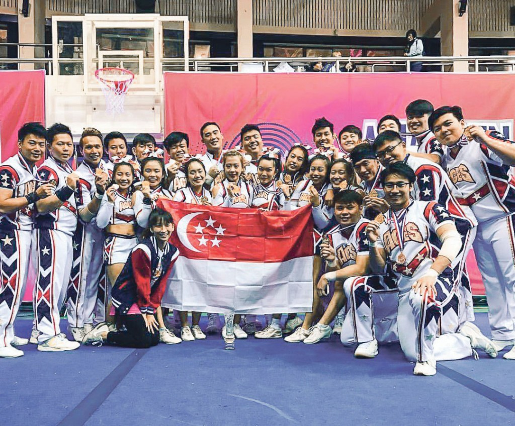 NTU's cheerleading team ACES made up the bulk of the Singapore squad that won two golds and a bronze in South Korea. PHOTO: KOREA CHEERLEADING ASSOCIATION