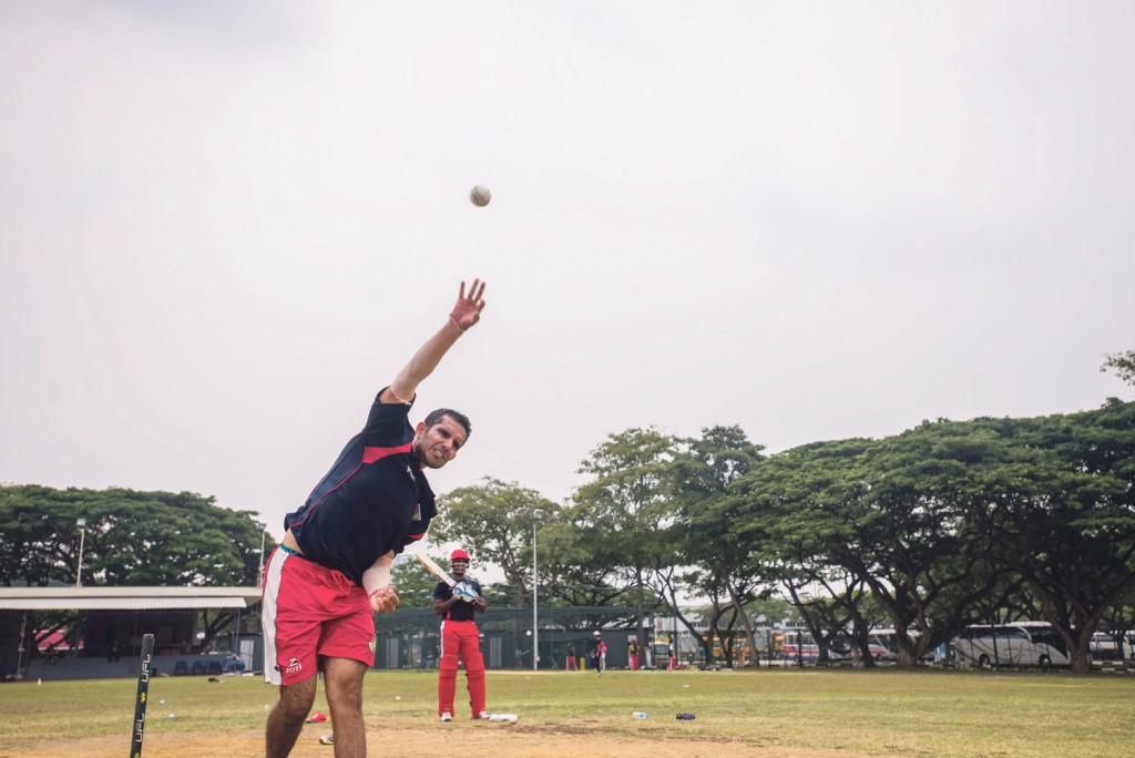 TEAM PLAYER: Mr Arjun Mutreja, 25, bowls for his fellow batsman on the national cricket team during a training session. The national team have been playing in Division 3 in the World Cricket League since 2014, their highest position ever. The league comprises of six divisions, with Division 1 hosting the best teams.