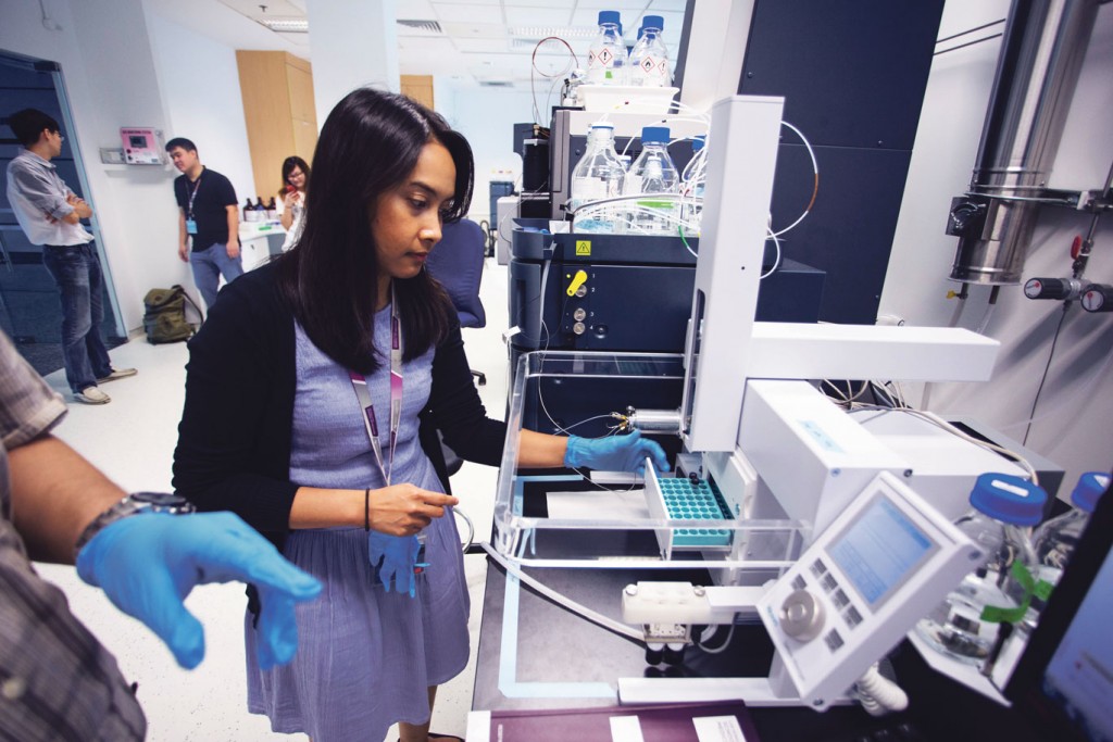 Groundbreaking research: Dr Pornpimpol Tipthara, 35, a research fellow at Singapore Phenome Centre, concentrates on analysing the differences between samples from diabetic patients and healthy individuals.