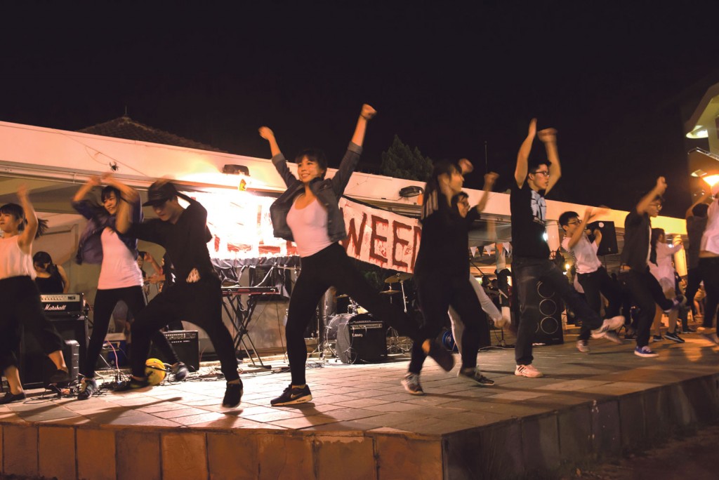 THE FIRST STEP: The dance team from Pioneer Hall performs their routine. “It was both nerve-wrecking and exciting, especially for our freshmen as it was their first time performing,” said dance captain Wong Hui Shan, 21, a second-year student from the School of Humanities and Social Sciences.